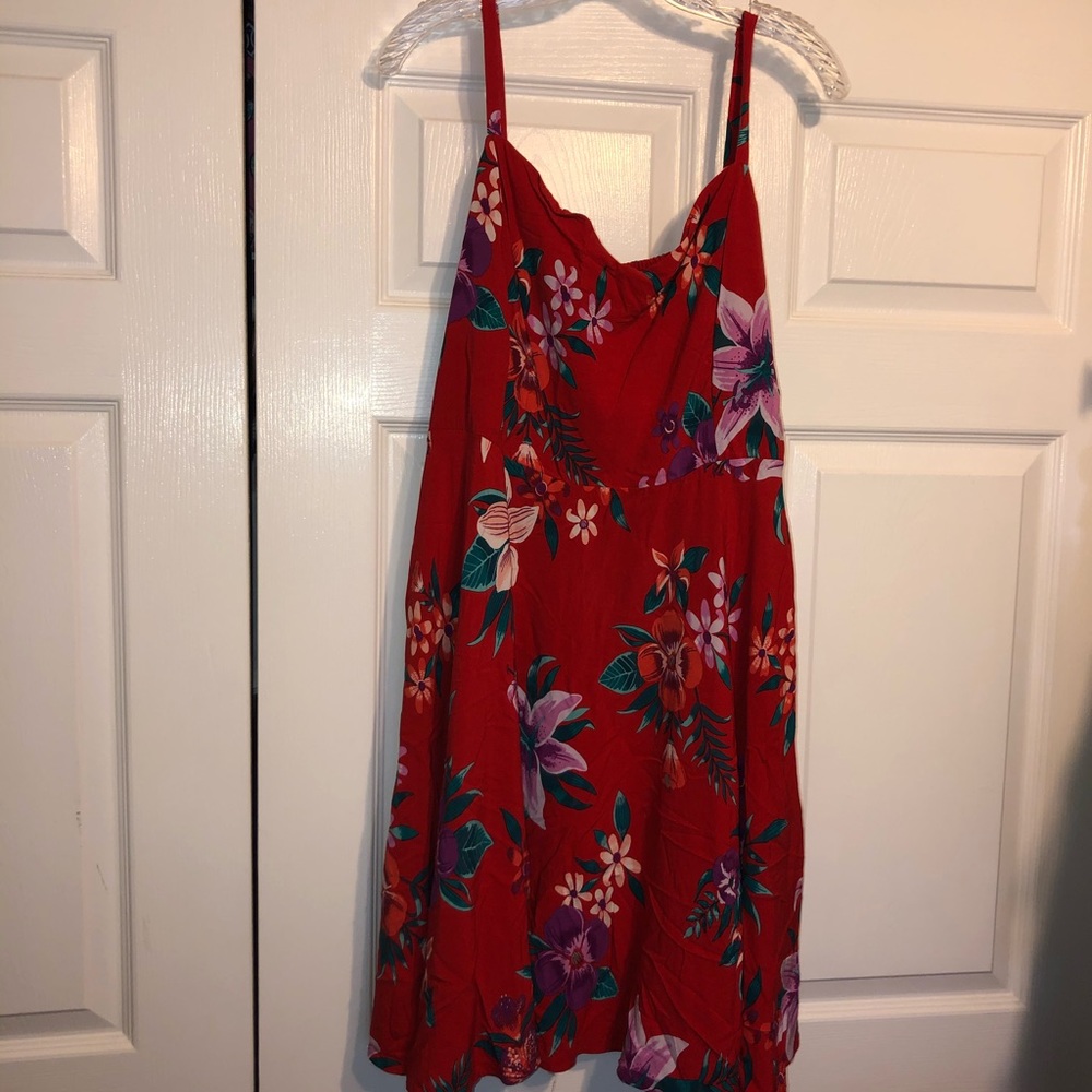 Old Navy Red Floral Fit & Flare Dress Sz XXL